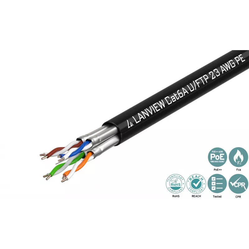 Lanview LVN122445 võrgukaabel Must 500 m Cat6a U/UTP (UTP)