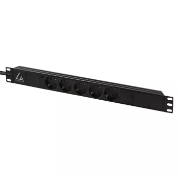 Lanview 19-tolline riiuli toiteplokk 1U 10A, 5x Schuko (LVR-3MSCH-LIC-SCH5)
