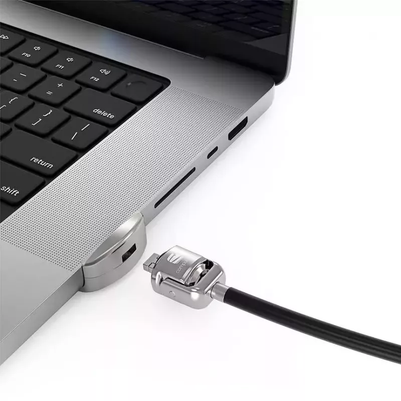 Compulocks Ledge Lock Adapter MacBook Pro 16 tolli M1 M2 M3 jaoks, võtmega kaablilukk, hõbedane