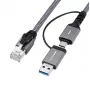 Microconnect CAT6 FTP USB A-C adapterkaabel, 1 meeter