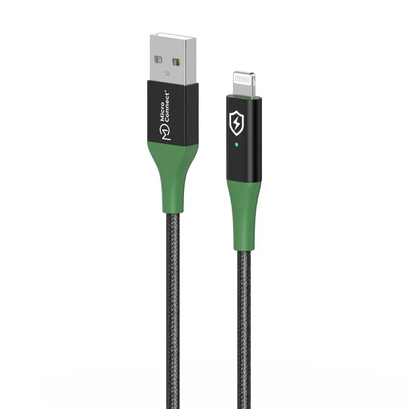 Microconnect MC-SMART USB A-L-2 lightning-kaabel 2 m Must, Roheline