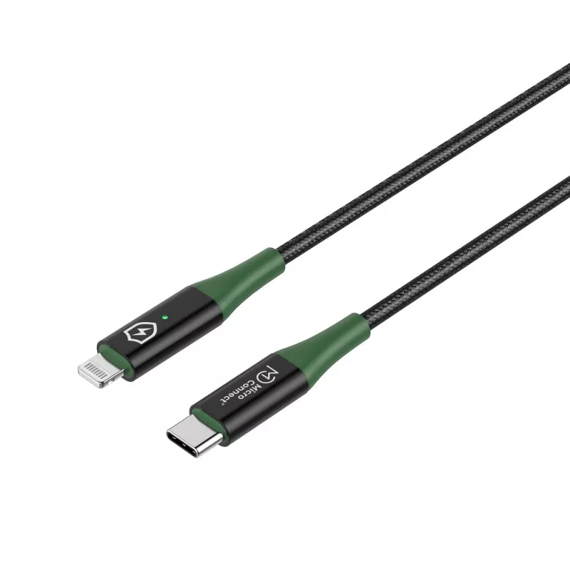 Microconnect MC-SMART USB C-L-2 välgukaabel 2 m Must, Roheline
