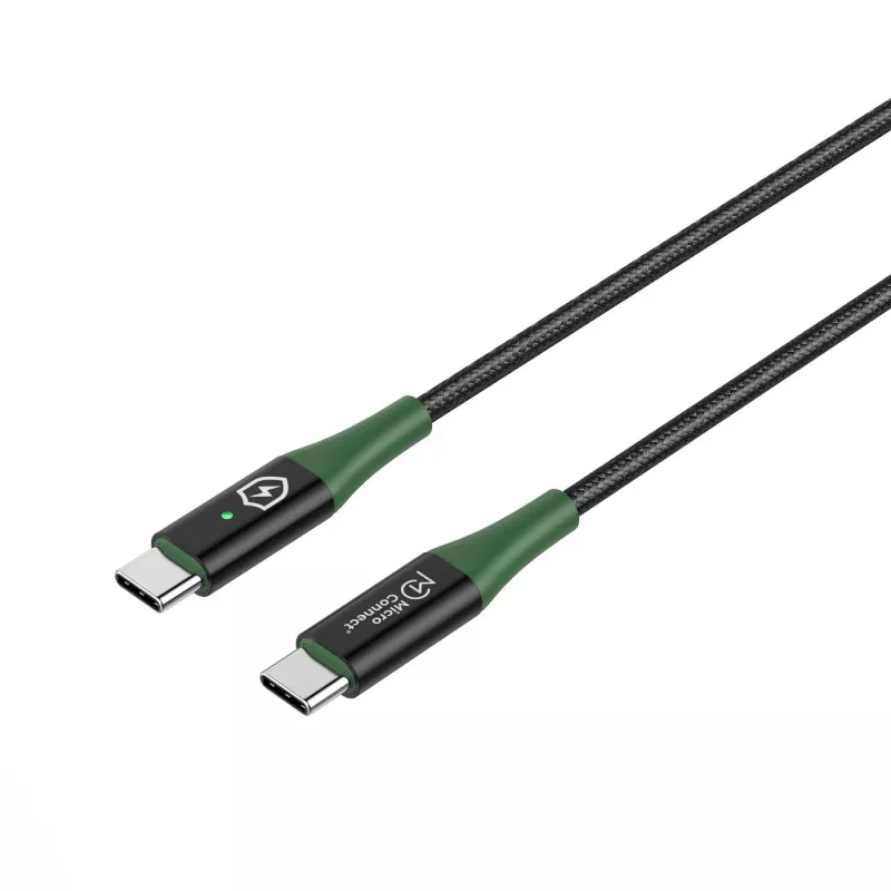 Microconnect MC-SMART USB-C-C-01 USB-kaabel USB 2.0 1 m USB-C Must, Roheline
