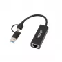 Kaabli pistikuadapter Microconnect MC-USBACNET1G USB-C -> RJ-45 0,2 m must