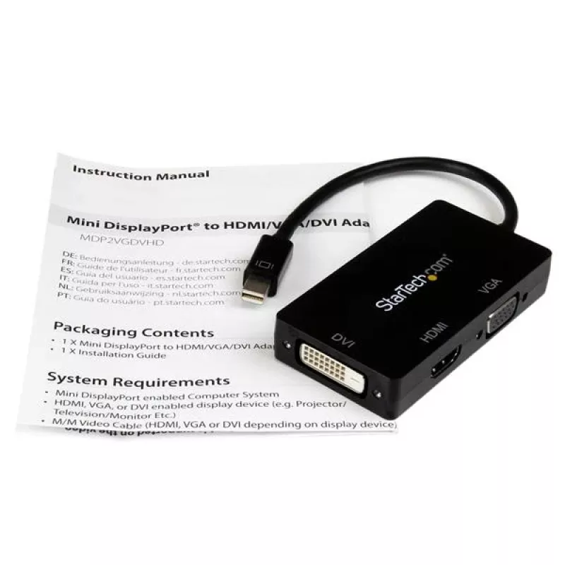 StarTech.com reisi A/V adapter: 3-ühes Mini DisplayPort VGA-le, DVI-le või HDMI-le muundur