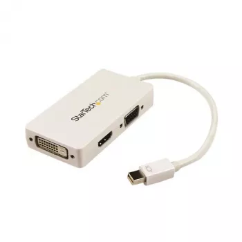 StarTech.com Travel A/V Adapter: 3-in-1 Mini DisplayPort VGA DVI või HDMI konverterile - Valge