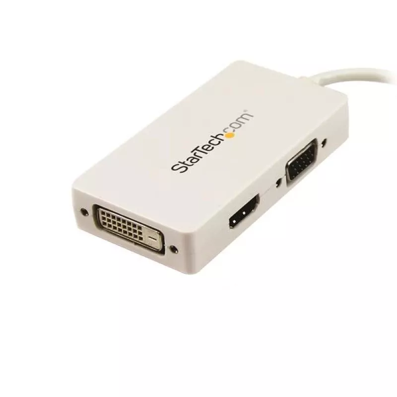 StarTech.com Travel A/V Adapter: 3-in-1 Mini DisplayPort VGA DVI või HDMI konverterile - Valge