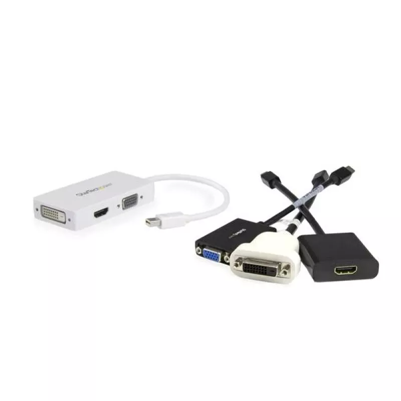 StarTech.com Travel A/V Adapter: 3-in-1 Mini DisplayPort VGA DVI või HDMI konverterile - Valge
