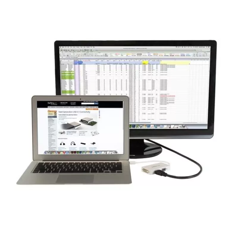 StarTech.com Travel A/V Adapter: 3-in-1 Mini DisplayPort VGA DVI või HDMI konverterile - Valge