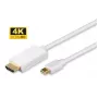 Microconnect MDPHDMI2-4K videokaabli adapter 2 m Mini DisplayPort HDMI Type A (Standard) Valge