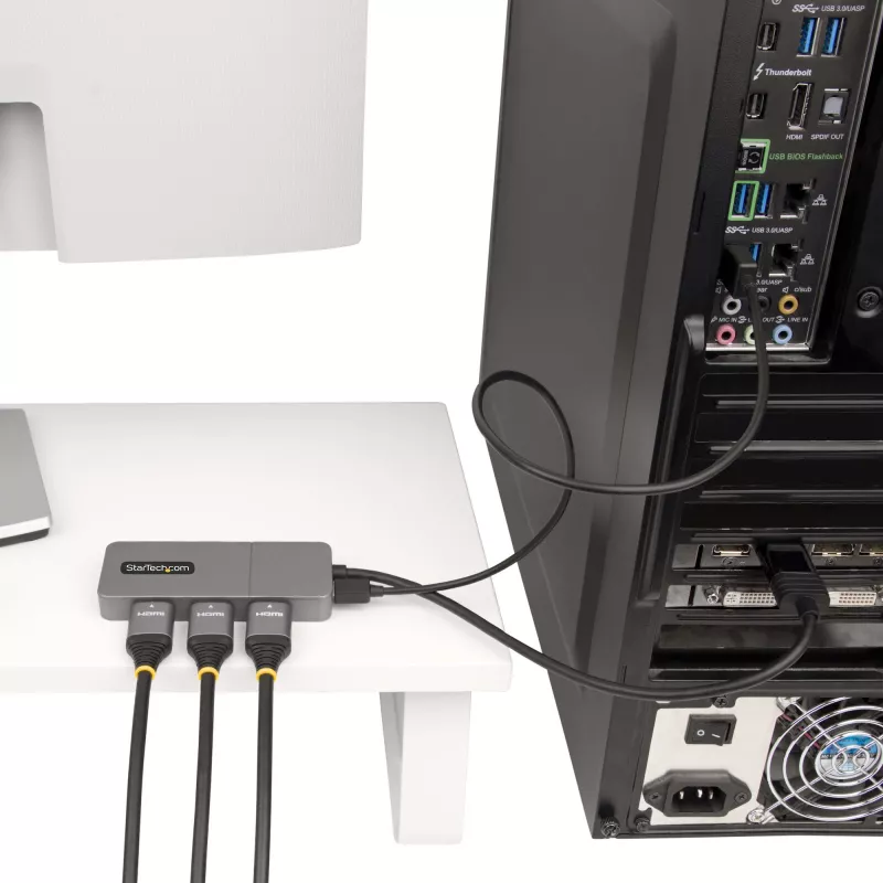 StarTech.com 3-pordiline MST-jaotur – DisplayPort 3× HDMI-ks, kolm 4K 60 Hz monitori, DP 1.4 mitme monitori videoadapter, 30 cm sisseehitatud kaabel, USB-toide, ainult Windows