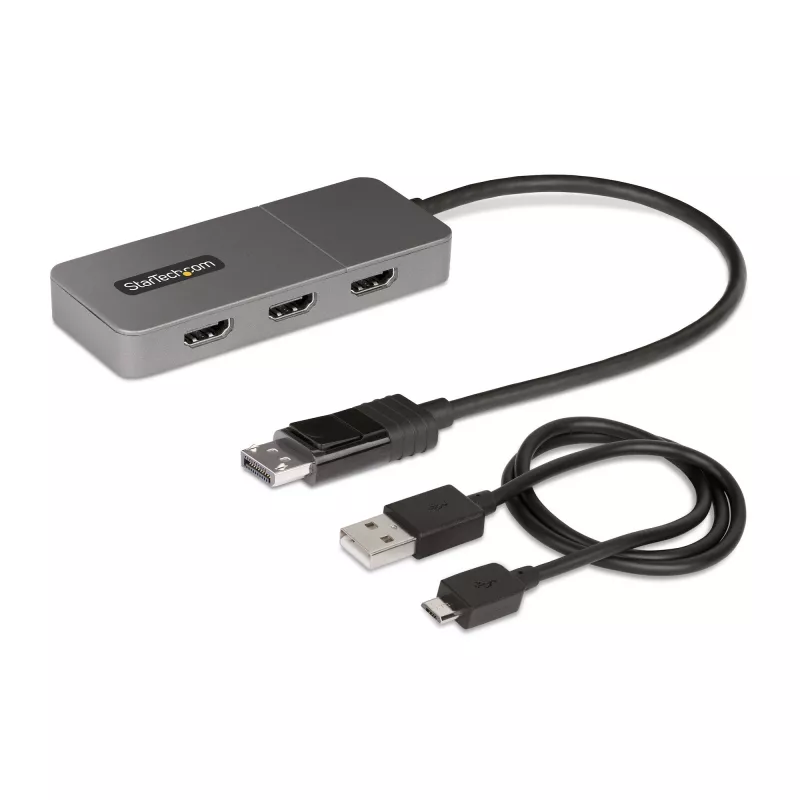 StarTech.com 3-pordiline MST-jaotur – DisplayPort 3× HDMI-ks, kolm 4K 60 Hz monitori, DP 1.4 mitme monitori videoadapter, 30 cm sisseehitatud kaabel, USB-toide, ainult Windows