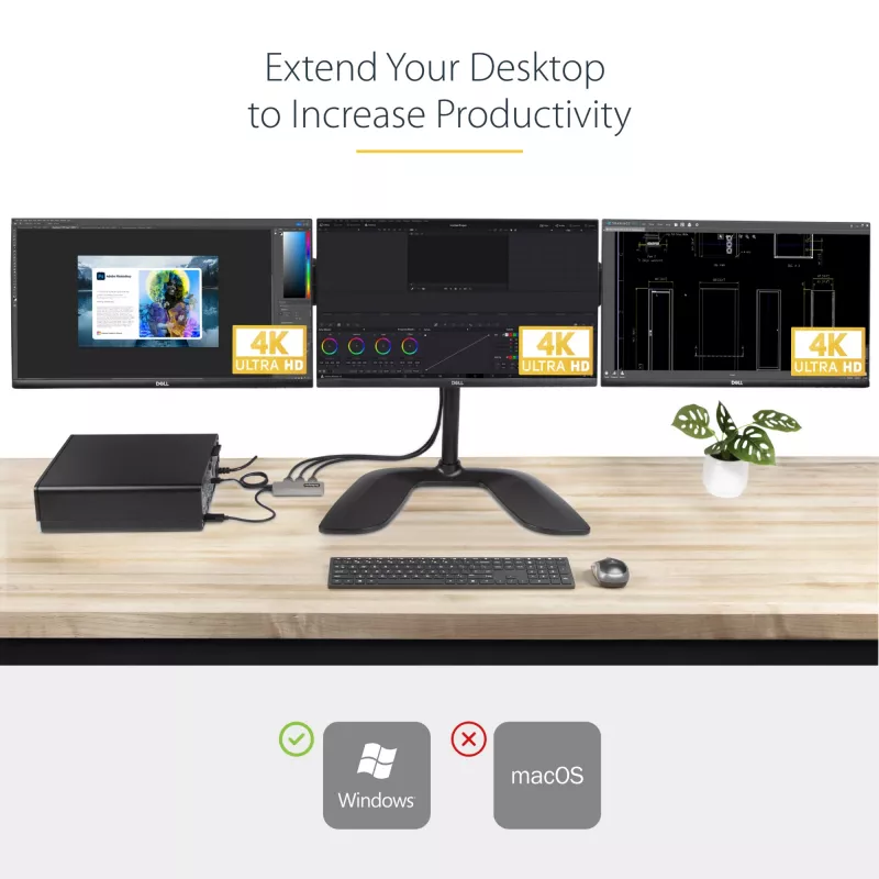 StarTech.com 3-pordiline MST-jaotur – DisplayPort 3× HDMI-ks, kolm 4K 60 Hz monitori, DP 1.4 mitme monitori videoadapter, 30 cm sisseehitatud kaabel, USB-toide, ainult Windows