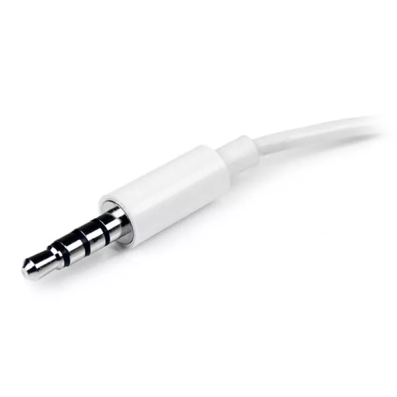 StarTech.com valge peakomplekti adapter peakomplektidele, millel on eraldi kõrvaklappide / mikrofoni pistikud - 3,5 mm 4-kontaktiline kuni 2x 3-kontaktiline 3,5 mm M/F