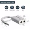 StarTech.com valge peakomplekti adapter peakomplektidele, millel on eraldi kõrvaklappide / mikrofoni pistikud - 3,5 mm 4-kontaktiline kuni 2x 3-kontaktiline 3,5 mm M/F