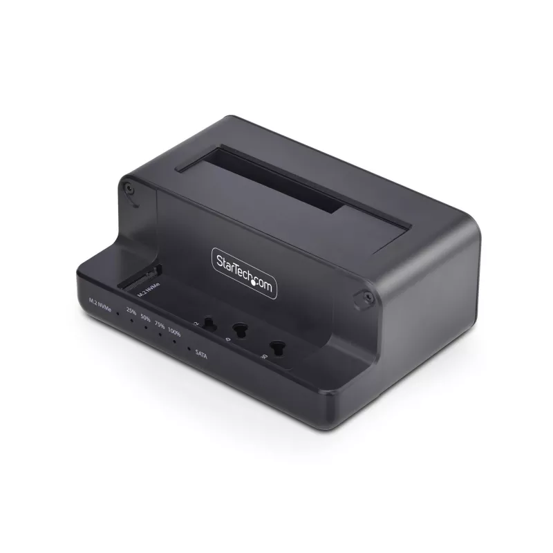 StarTech.com M.2 NVMe 2,5/3,5-tollise SATA-kõvakettadublikaator, kahe pesaga eraldiseisev SSD-kloonija/kettadokk, kahesuunaline NVMe–SATA / SATA–NVMe, kuni 27 GB/min, TAA
