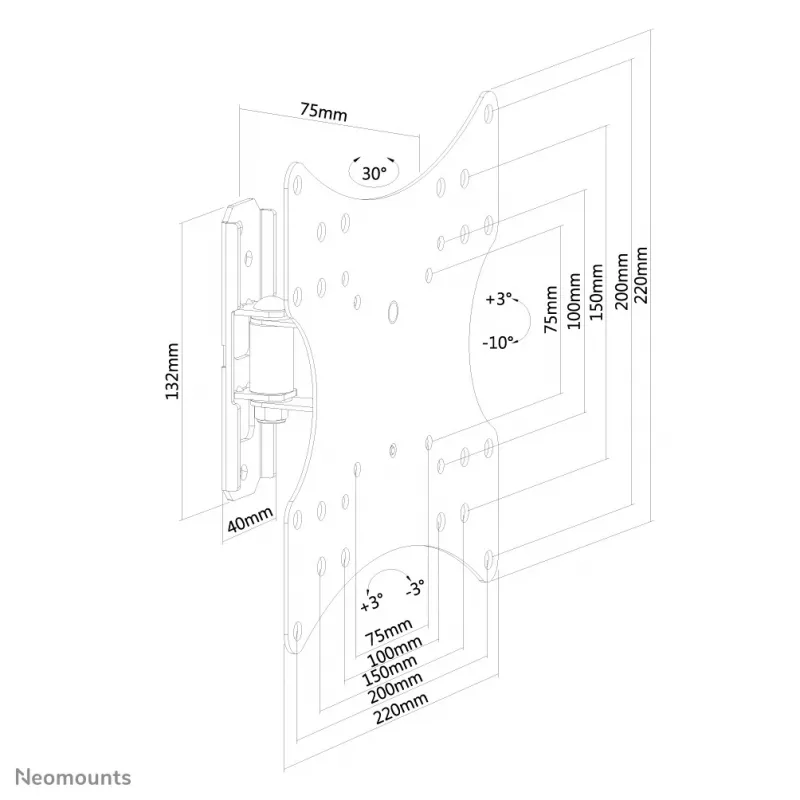 Neomounts FPMA-W115Must TV seinakinnitus 10-40 tolli - täisliigutus