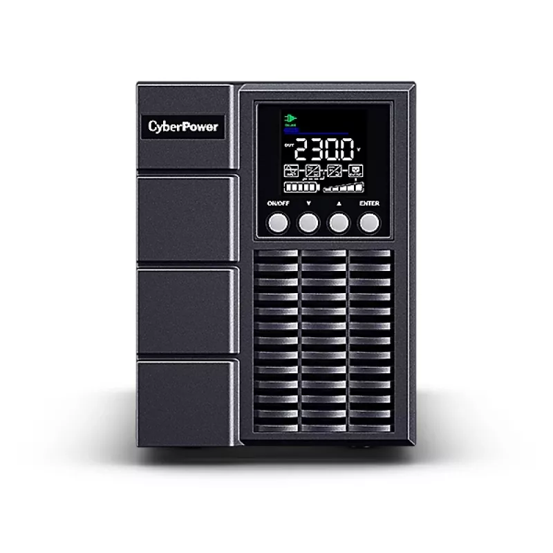 Katkematu toiteallikas CYBERPOWER OLS1000EA, võrgus topeltmuundamine, 1 kVA/900 W, 3× IEC C13 pistikupesa, puhas siinus, LCD, torn