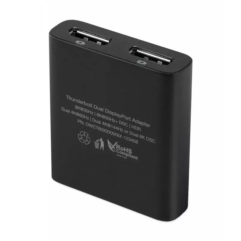 OWC Thunderbolt Dual DisplayPort Adapter USB graafikaadapter 7680 x 4320 pikslit Must
