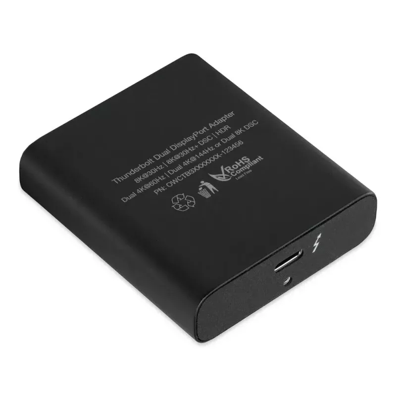OWC Thunderbolt Dual DisplayPort Adapter USB graafikaadapter 7680 x 4320 pikslit Must