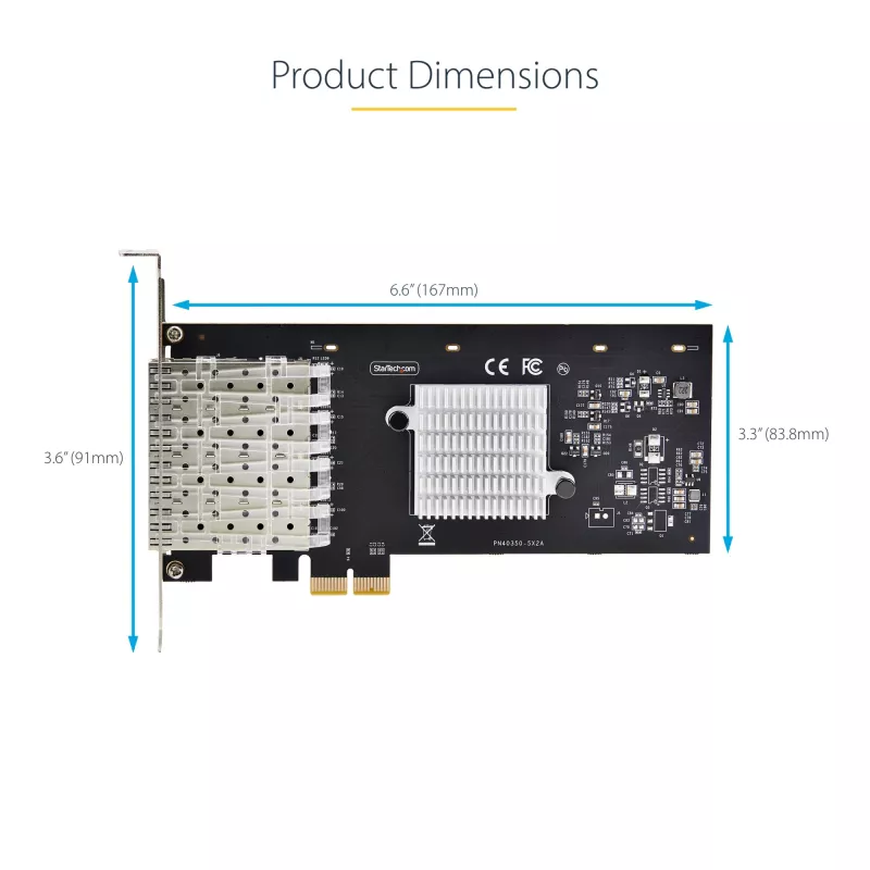 StarTech.com 4-Pordiga GbE SFP võrgukaart, PCIe 2.0 x2 (ühildub x4, x8, x16), Intel I350-AM4 4x 1GbE kontroller, 1000BASE vask/kiudoptika, lauaarvuti/serveri neljapordiline gigabitine Etherneti võrguliides - Windows ja Linux