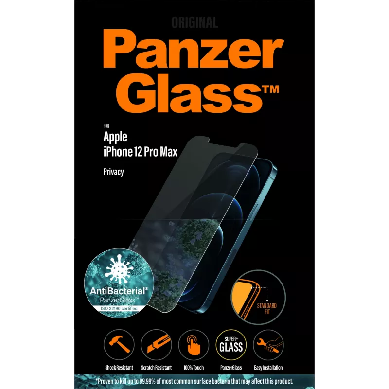 Ekraanikaitse PanzerGlass Apple iPhone 12 Pro Max jaoks, karastatud klaas + PET, privaatsusfilter, 6,7 tolli