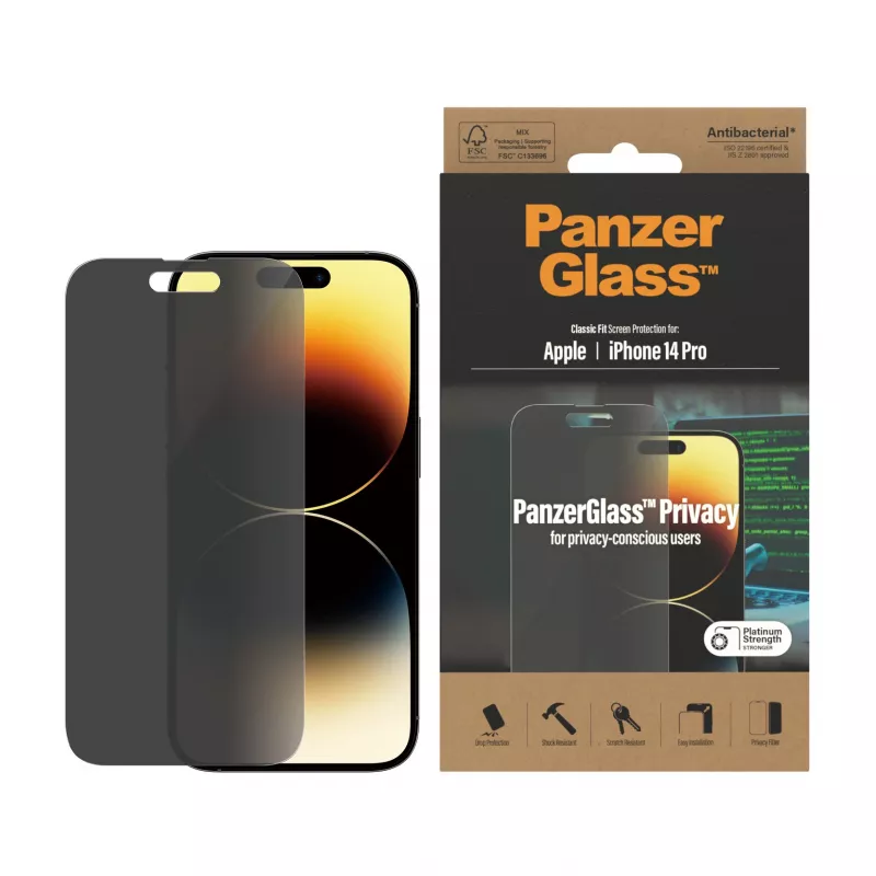 Privaatsusekraani kaitse PanzerGlass Apple iPhone 14 Pro kriimustus- ja põrutuskindel