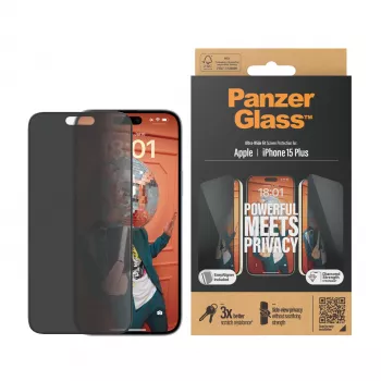 PanzerGlass® privaatsuskile iPhone 15 Plus | Ultra-Wide Fit koos EasyAligneriga