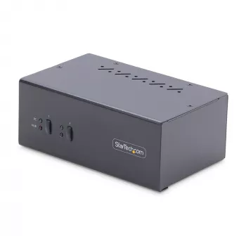 StarTech.com 2-pordiline kahe monitoriga DisplayPort KVM-lüliti, 4K 60Hz, 2x USB 5Gbps jaoturiporti, 2x USB 2.0 HID-porti, kiirklahvide ja nuppvajutusega lülitus, TAA vastavuses – ESD Level 3 kaitse