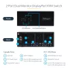 StarTech.com 2-pordiline kahe monitoriga DisplayPort KVM-lüliti, 4K 60Hz, 2x USB 5Gbps jaoturiporti, 2x USB 2.0 HID-porti, kiirklahvide ja nuppvajutusega lülitus, TAA vastavuses – ESD Level 3 kaitse
