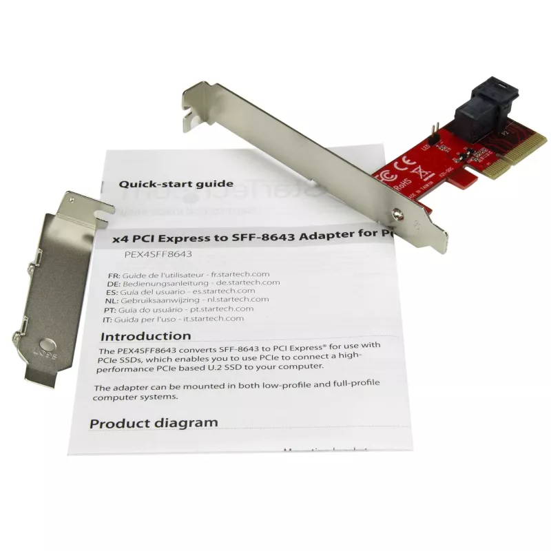 StarTech.com x4 PCI Express to SFF-8643 Adapter for PCIe NVMe U.2 SSD