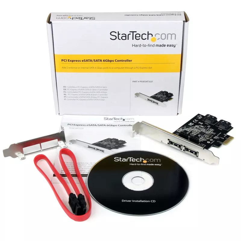 StarTech.com 2 pordiga PCI Express SATA 6 Gbps eSATA kontrollerkaart – kahe pordiga PCIe SATA III kaart – 2 sisemist/2 välist