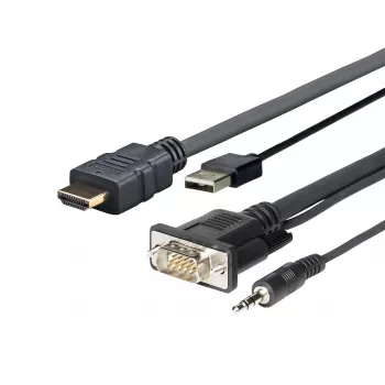 Vivolink PROHDMIMVGA1 video kaabliadapter 1 m HDMI+VGA+USB+3.5mm HDMI+VGA (D-Sub) +USB+3.5mm Must