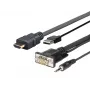 Vivolink PROHDMIMVGA1 video kaabliadapter 1 m HDMI+VGA+USB+3.5mm HDMI+VGA (D-Sub) +USB+3.5mm Must