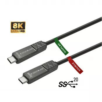 Vivolink PROUSBCMM12.5OP USB-kaabel USB 3.2 Gen 2 (3.1 Gen 2) 12,5 m USB C Must