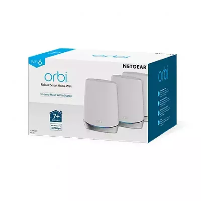 NETGEAR Orbi RBK753 AX4200 WiFi 6 Mesh-süsteem kolmeribaline (2,4 GHz / 5 GHz / 5 GHz) Wi-Fi 6 (802.11ax) Valge 7 Sisemine