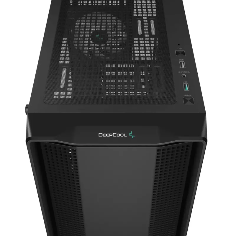 PC-korpus DeepCool CC560 V2 Midi Tower must — ATX/microATX, karastatud klaas, RGB esiosa, 360 mm esiradiaator, 370 mm GPU