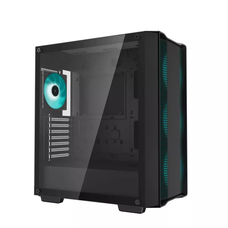 PC-korpus DeepCool CC560 V2 Midi Tower must — ATX/microATX, karastatud klaas, RGB esiosa, 360 mm esiradiaator, 370 mm GPU