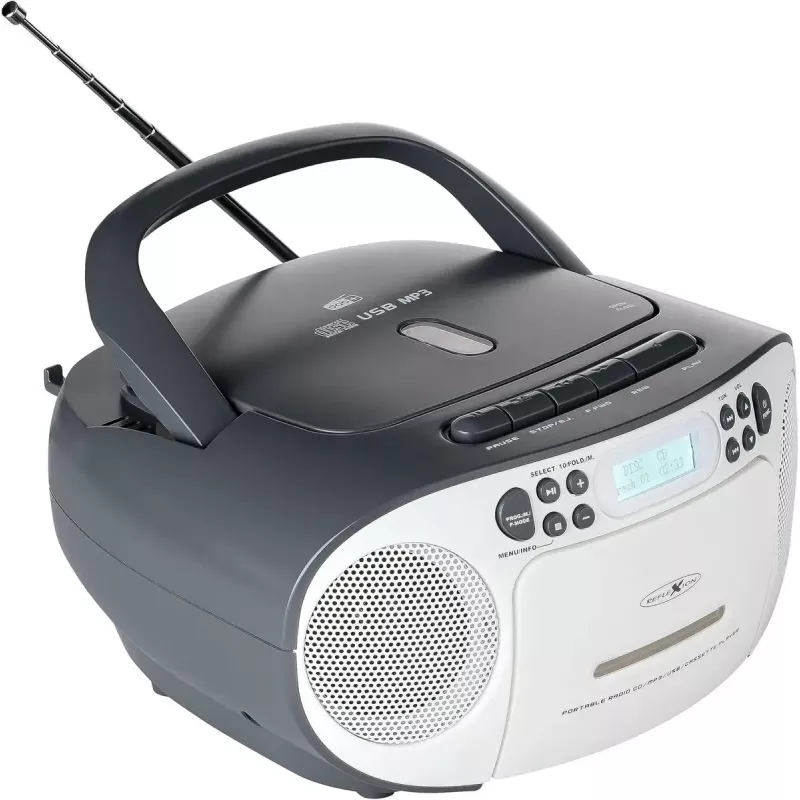 Kaasaskantav boombox Reflexion RCR2260DAB valge/hall DAB+/FM-tuuneriga ja CD-mängijaga