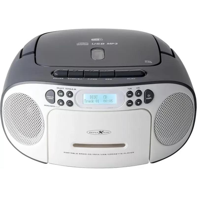 Kaasaskantav boombox Reflexion RCR2260DAB valge/hall DAB+/FM-tuuneriga ja CD-mängijaga