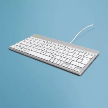 R-Go Tools Ergonoomiline klaviatuur R-Go Compact Break, kompaktne klaviatuur pausitarkvaraga, QWERTZ (DE), juhtmega, valge