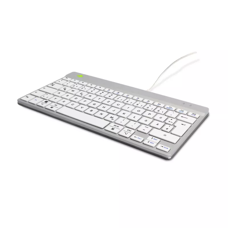 R-Go Tools Ergonoomiline klaviatuur R-Go Compact Break, kompaktne klaviatuur pausitarkvaraga, QWERTZ (DE), juhtmega, valge