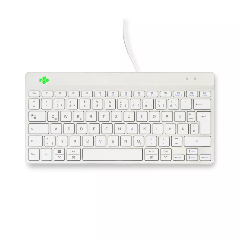 R-Go Tools Ergonoomiline klaviatuur R-Go Compact Break, kompaktne klaviatuur pausitarkvaraga, QWERTZ (DE), juhtmega, valge