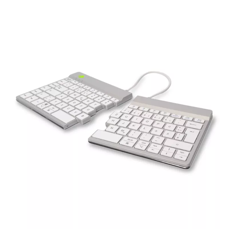 R-Go Tools Ergonoomiline klaviatuur R-Go Split Break koos pausitarkvaraga, ergonoomiline poolitatud klaviatuur, QWERTZ (DE), Bluetooth, valge