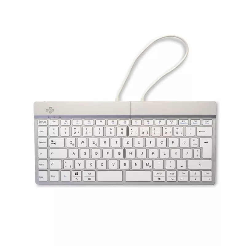 R-Go Tools Ergonoomiline klaviatuur R-Go Split Break koos pausitarkvaraga, ergonoomiline poolitatud klaviatuur, QWERTZ (DE), Bluetooth, valge