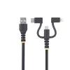 StarTech.com 3.3ft (1m) vastupidav USB mitmiklaadimiskaabel, USB Lightning/Mikro-USB/USB-C, Apple MFi sertifitseeritud, aramiidkatt, universaalne 3-in-1 USB laadimisjuhe iPhone'i/iPadi/Androidi jaoks