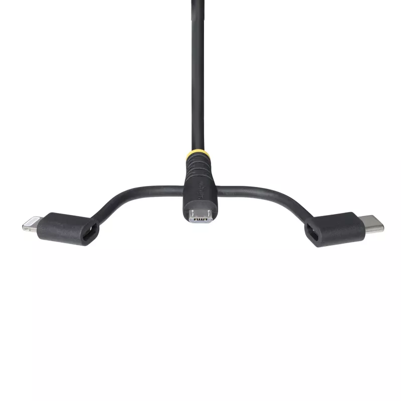StarTech.com 3.3ft (1m) vastupidav USB mitmiklaadimiskaabel, USB Lightning/Mikro-USB/USB-C, Apple MFi sertifitseeritud, aramiidkatt, universaalne 3-in-1 USB laadimisjuhe iPhone'i/iPadi/Androidi jaoks