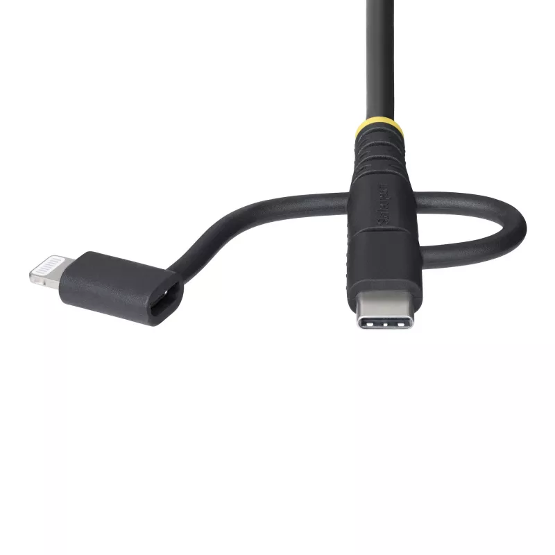 StarTech.com 3.3ft (1m) vastupidav USB mitmiklaadimiskaabel, USB Lightning/Mikro-USB/USB-C, Apple MFi sertifitseeritud, aramiidkatt, universaalne 3-in-1 USB laadimisjuhe iPhone'i/iPadi/Androidi jaoks