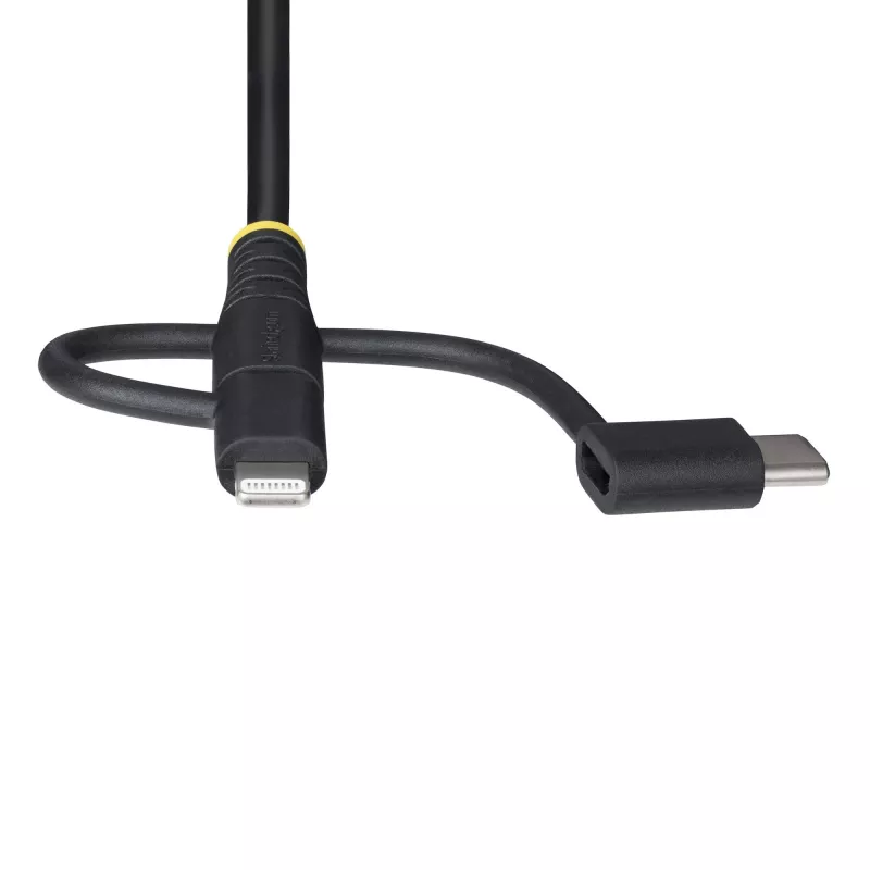 StarTech.com 3.3ft (1m) vastupidav USB mitmiklaadimiskaabel, USB Lightning/Mikro-USB/USB-C, Apple MFi sertifitseeritud, aramiidkatt, universaalne 3-in-1 USB laadimisjuhe iPhone'i/iPadi/Androidi jaoks