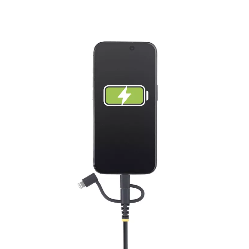 StarTech.com 3.3ft (1m) vastupidav USB mitmiklaadimiskaabel, USB Lightning/Mikro-USB/USB-C, Apple MFi sertifitseeritud, aramiidkatt, universaalne 3-in-1 USB laadimisjuhe iPhone'i/iPadi/Androidi jaoks